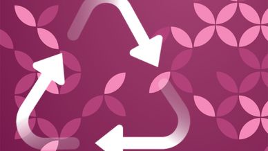 Återvinningstriangel på rosa bakgrund