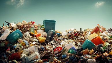 Hög med avfall, mest plast