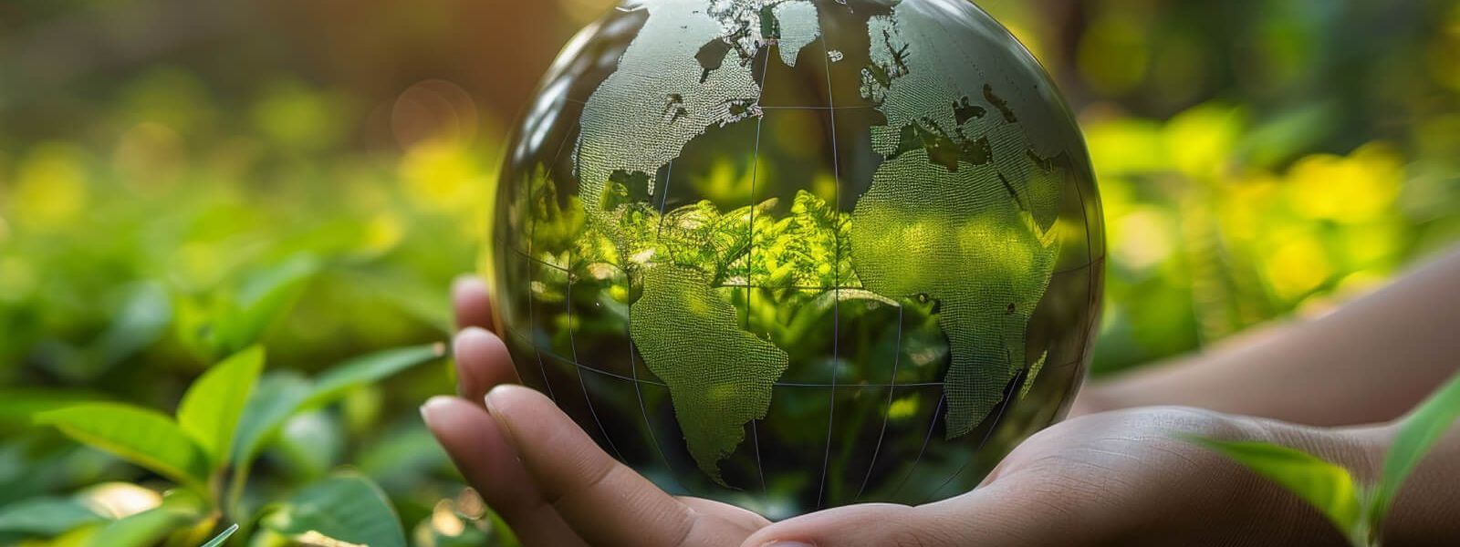 World glass hand grass world eco savings