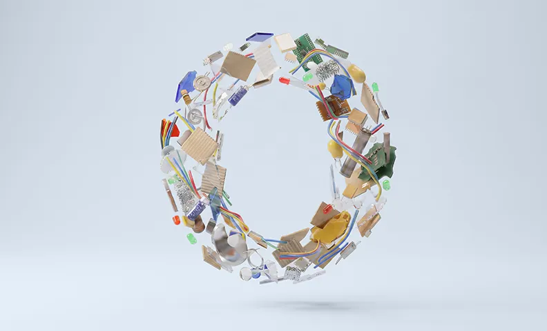 PreZero Vision für die Kreislaufwirtschaft: Ein aus recycelbaren Materialien geformter Kreis als Symbol für Zero Waste und nachhaltiges Ressourcenmanagement