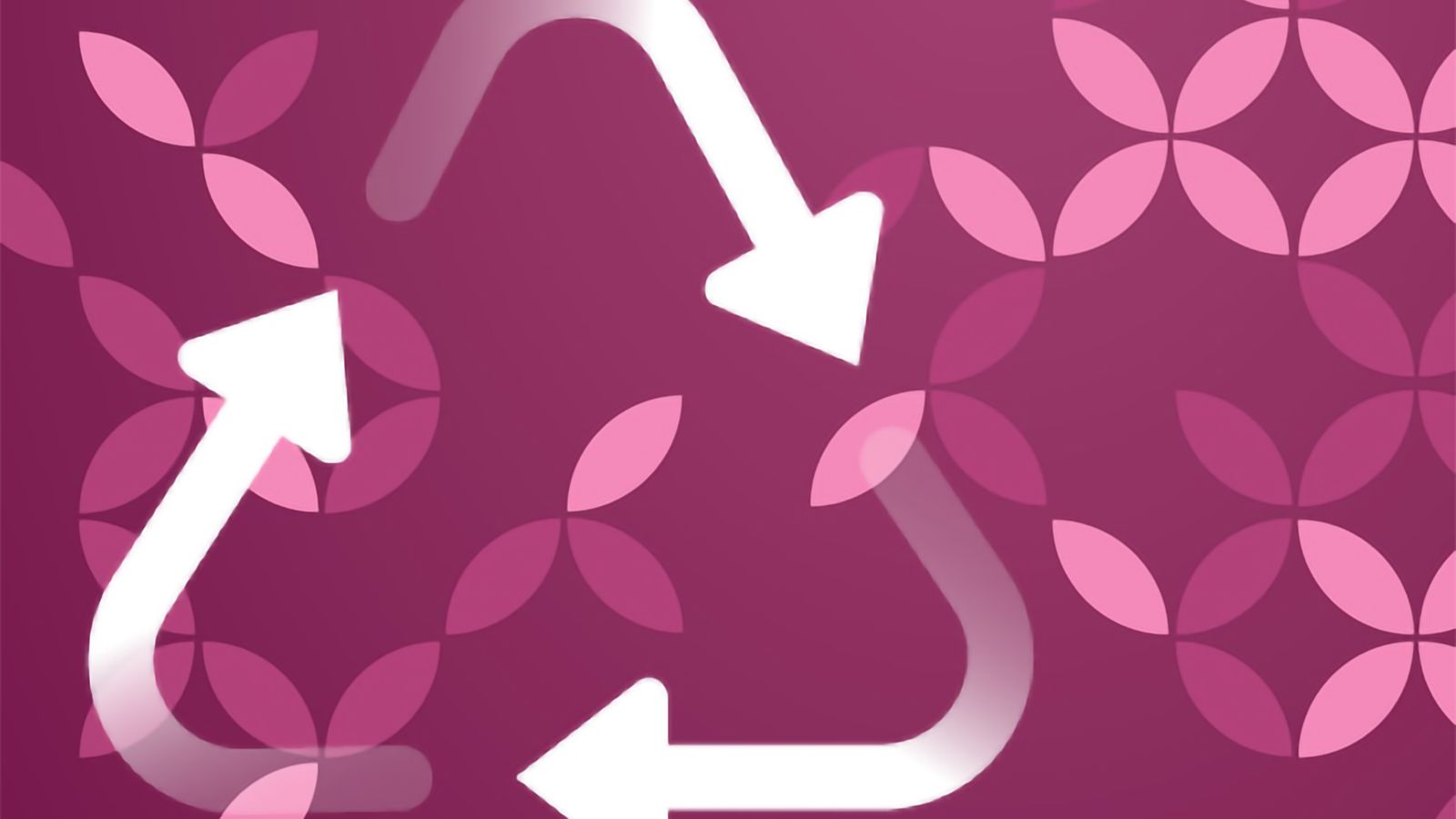 Återvinningstriangel på rosa bakgrund