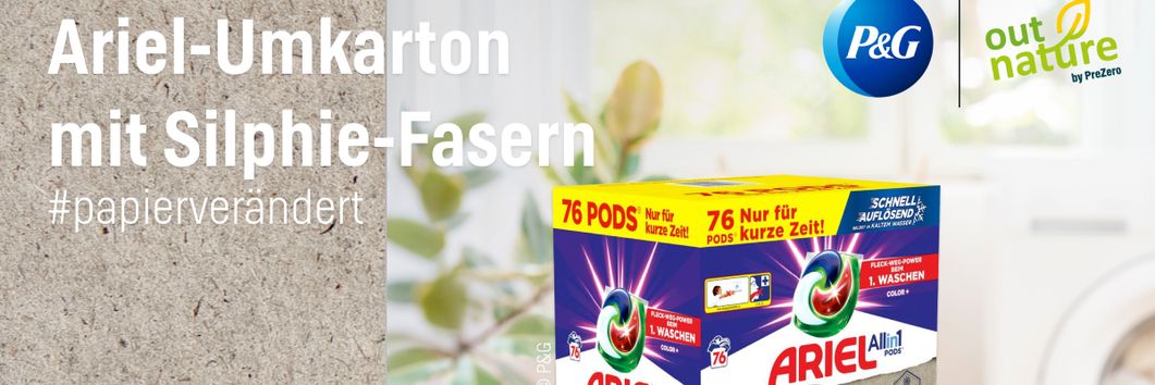 Auf dem Bild ist die neue Ariel-Verpackung zu sehen