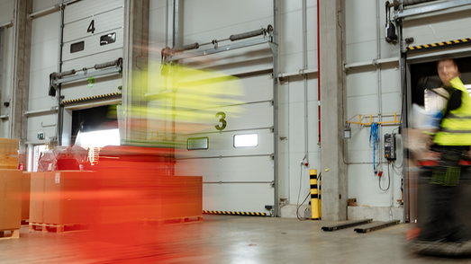 Industries Retail Warehouse fork-lift driver blurry