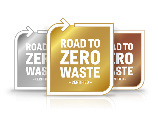 Zero Waste certifiering i tre nivåer. Guld, silver och brons-emblem