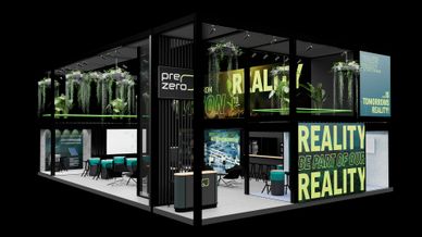 Ein Rendering des PreZero-Standes auf der IFAT ist zu sehen