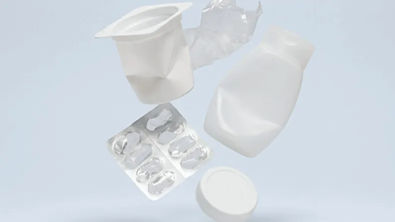 [KI-generiert] Circular Materials Plastic PET yoghurt shampoo pill lid packaging