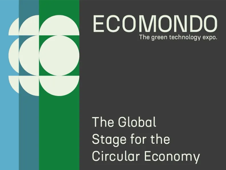 Logo und Event-Banner der Ecomondo Green Technology Expo für internationale Kreislaufwirtschaft und Nachhaltigkeit