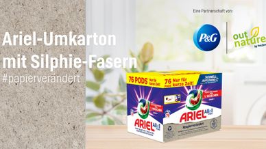 Auf dem Bild ist die neue Ariel-Verpackung zu sehen