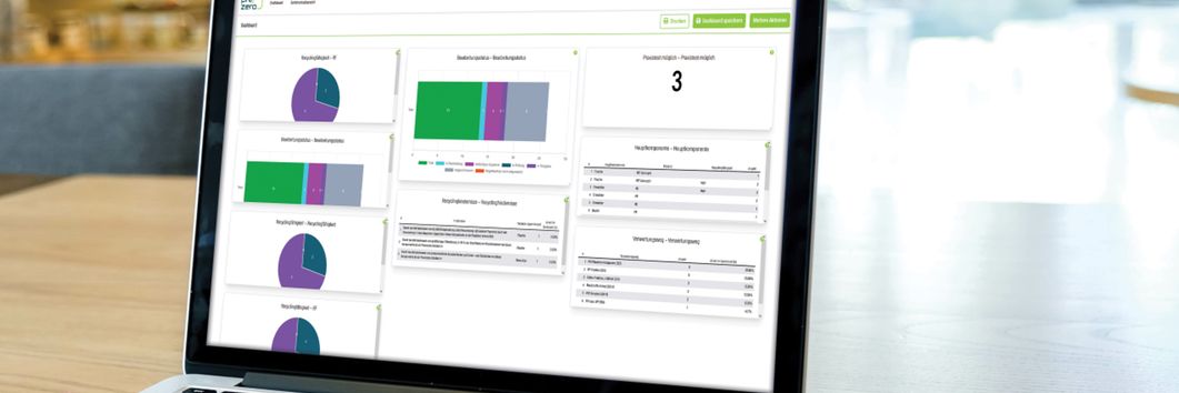 Man sieht einen aufgeklappten Laptop, auf dem das SPOT-Dashboard aufgerufen ist.