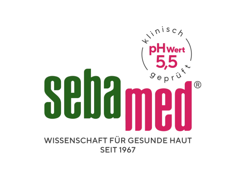 sebamed Logo für medizinische Hautpflege: Klinisch geprüfte Produkte mit pH-Wert 5,5 für gesunde Haut