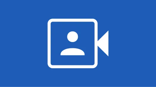Icon einer Videokamera mit Personensymbol für die Anmeldung zu den PreZero Webinaren über nachhaltiges Verpackungsrecycling.