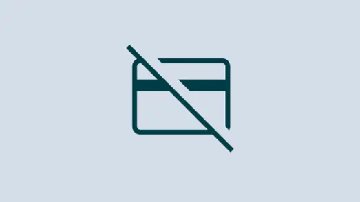 Icon einer Kreditkarte mit einem diagonalen Verbotsstrich