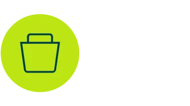 Dark blue bag icon on a light green circle, symbolizing rPP applications for consumer goods