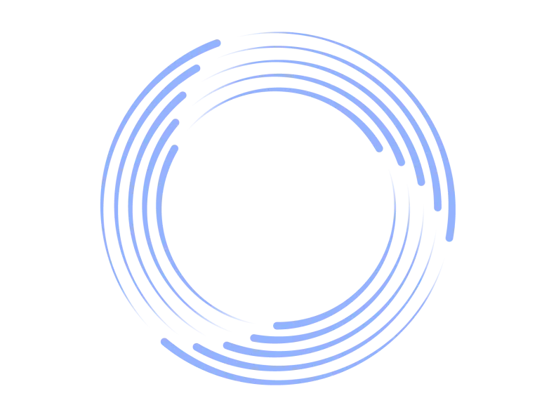 Abstrakte Grafik aus konzentrischen, hellblauen Kreislinien, die eine dynamische Rotation andeuten