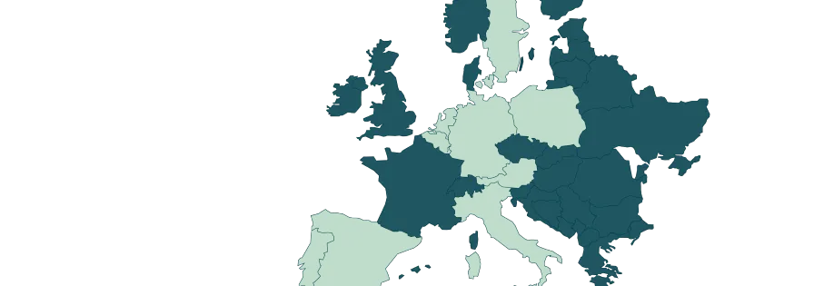 PZ European network: Stylized map of Europe highlighting international business locations