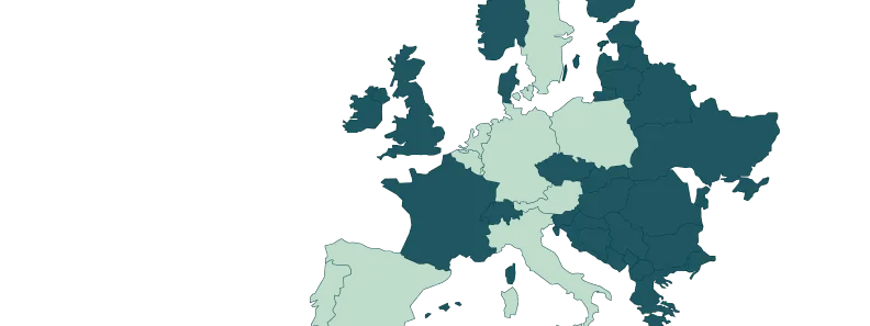 PZ European network: Stylized map of Europe highlighting international business locations