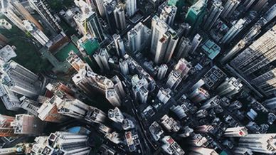 Picture of skyscrapper buildings taken from the sky