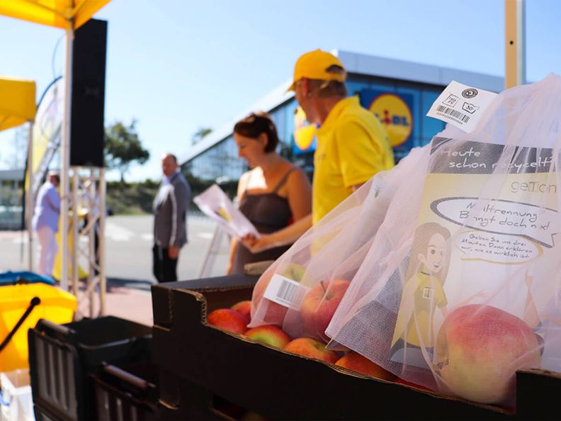 Trennung wirkt Apfel Beutel Stand