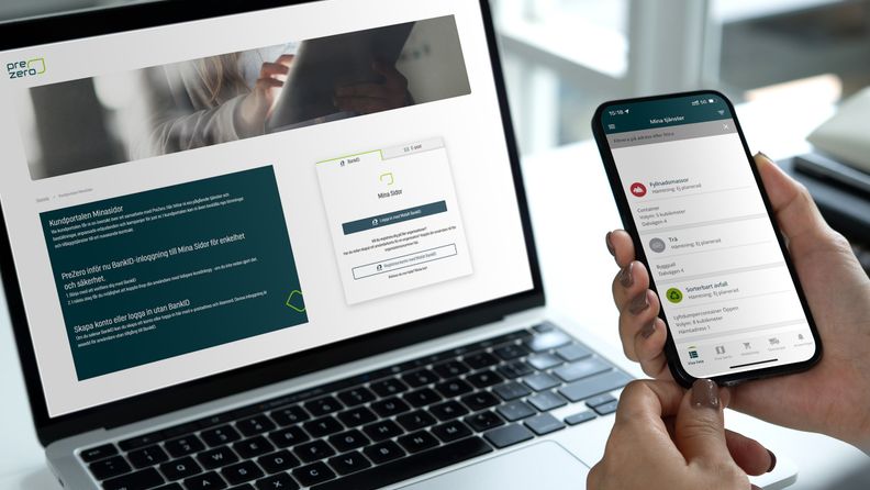 MinaSidor och MittPreZero på dator och telefon