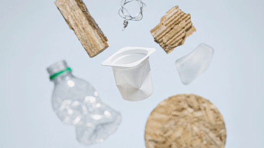 Circular Materials plastic PET bottle paper wood glass yoghurt cup