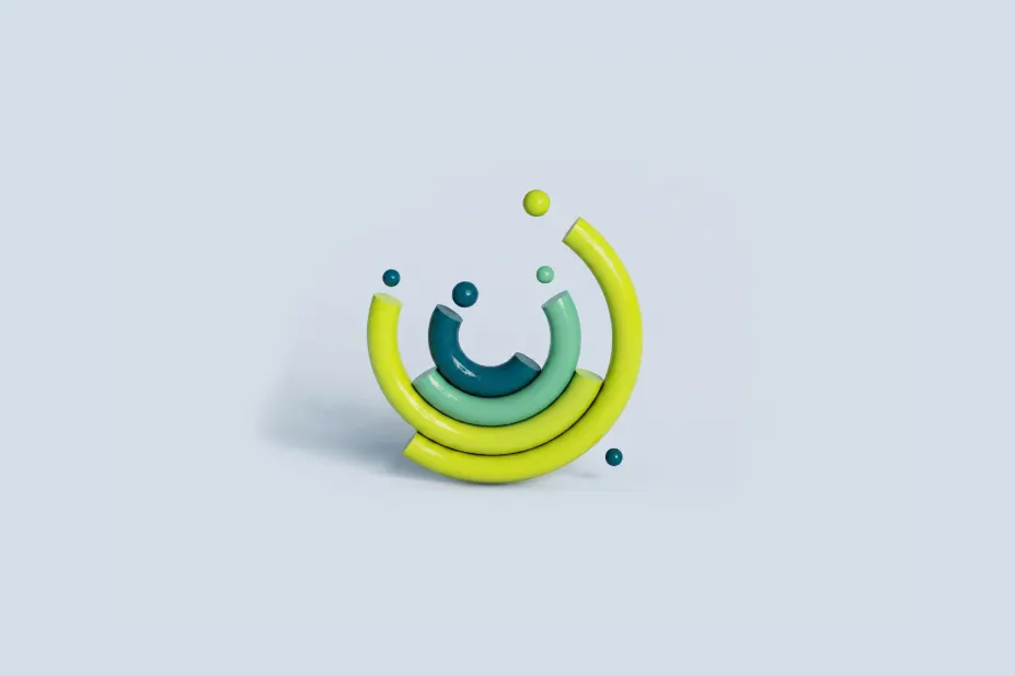 Abstract 3D circular graphic representing circular economy and ESG reporting – SaaS platform for sustainability data visualization