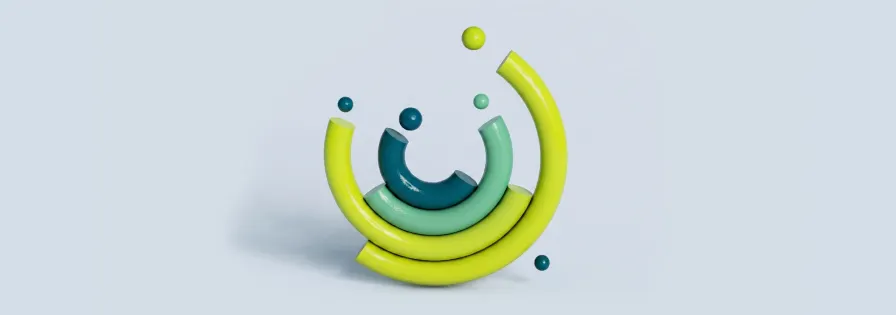 Abstract 3D circular graphic representing circular economy and ESG reporting – SaaS platform for sustainability data visualization