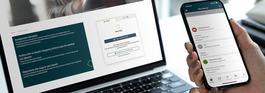 MinaSidor och MittPreZero på dator och telefon