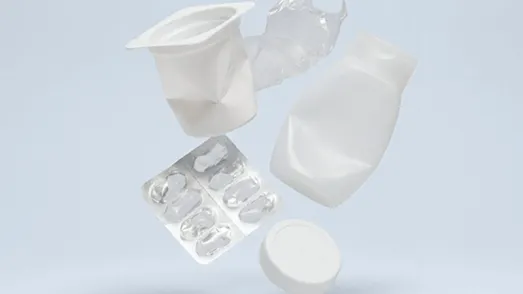 [KI-generiert] Circular Materials Plastic PET yoghurt shampoo pill lid packaging